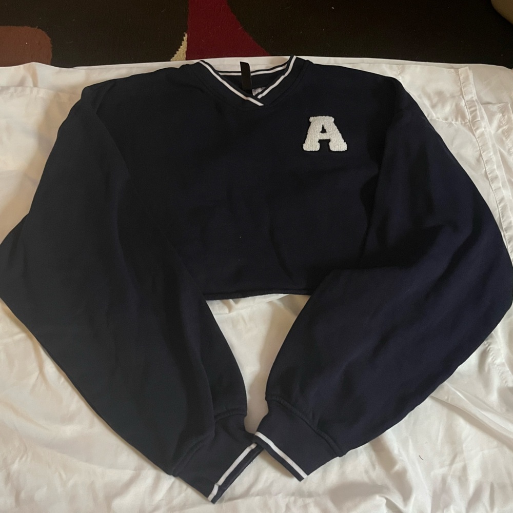 H&M Divided Navy Blue Top with White Trim